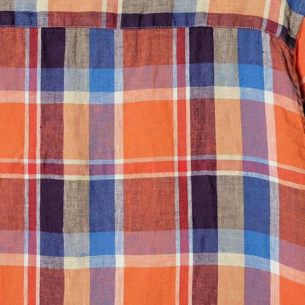 Ralph Lauren LRL Womens Black Label Plaid Linen Long Sleeve Button Up Shirt 2X - Picture 7 of 10